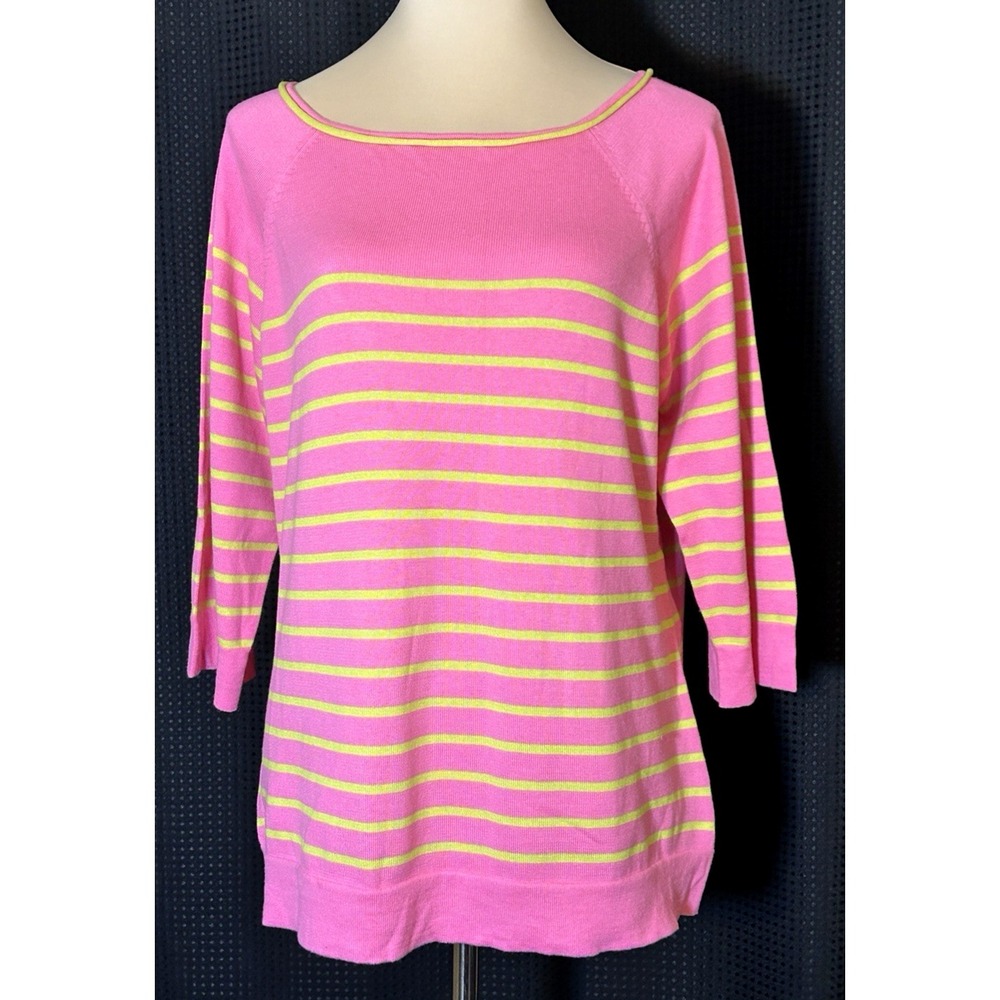 NWT Lilly Pulitzer Hotty Pink Cecile Stripe Sweater Stripe Size XL